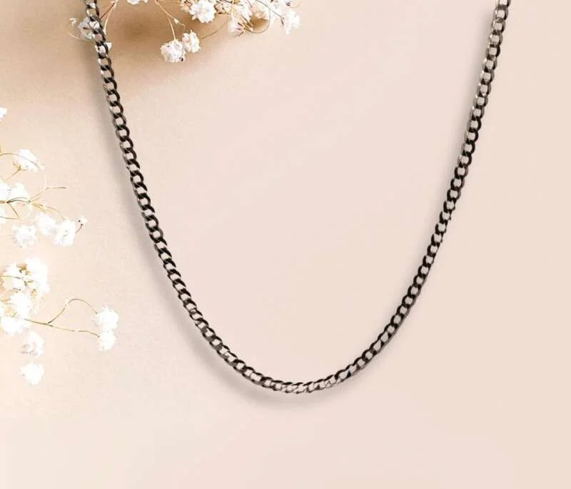 Men Silver Curb Chain