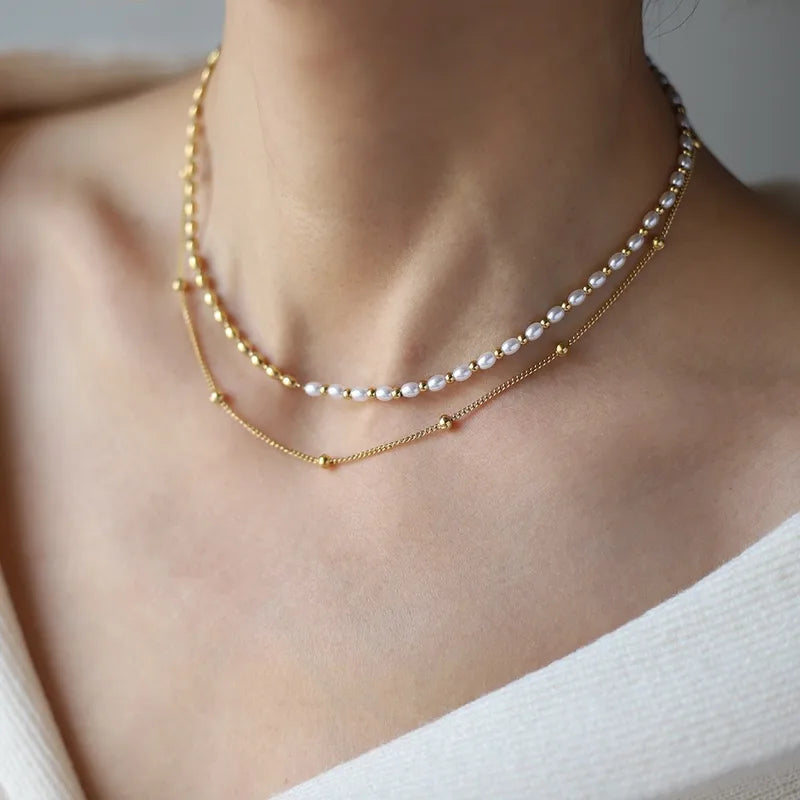 Layered Pearl Beaded Neckpiece