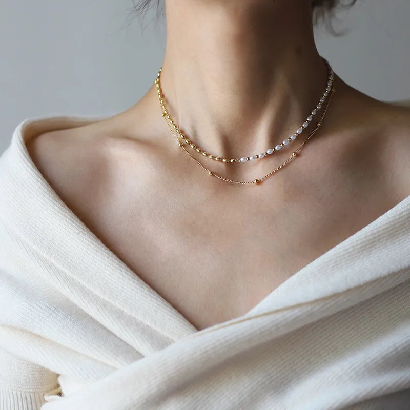 Layered Pearl Beaded Neckpiece