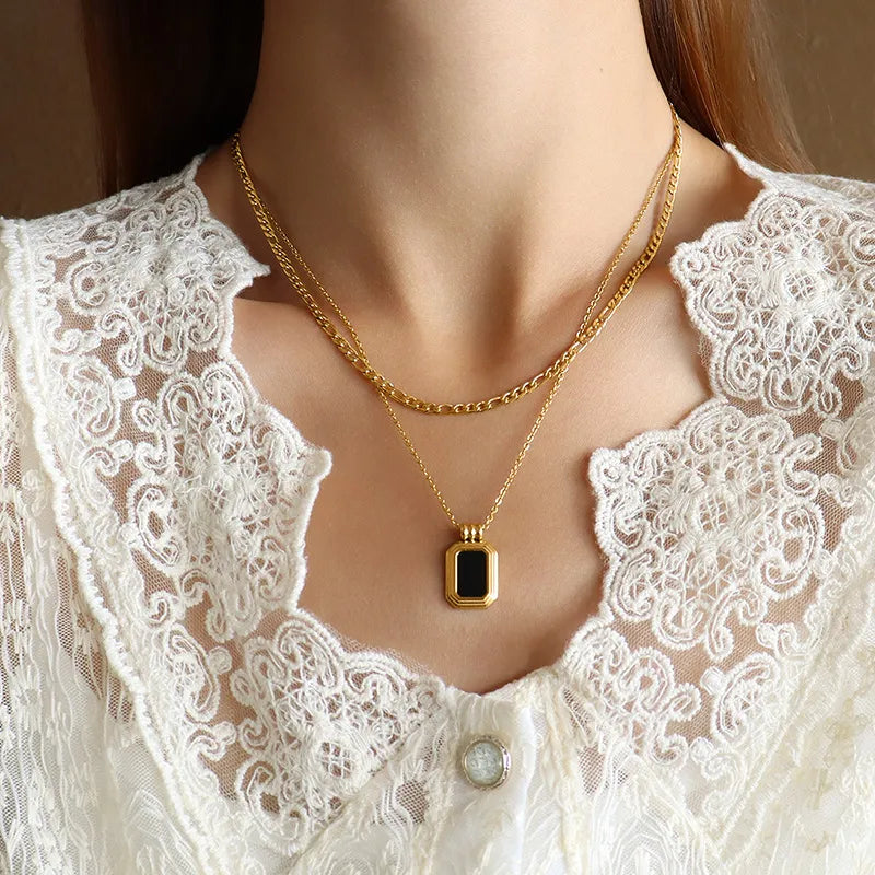 Dual Layer Black Pendant Neckpiece