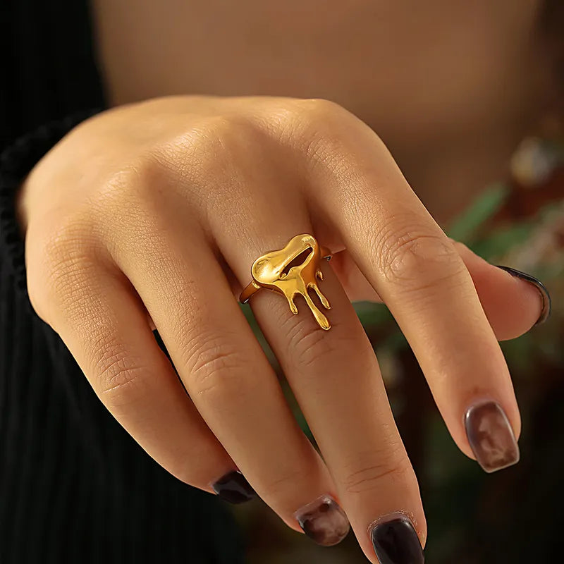Gold Melting Heart Ring