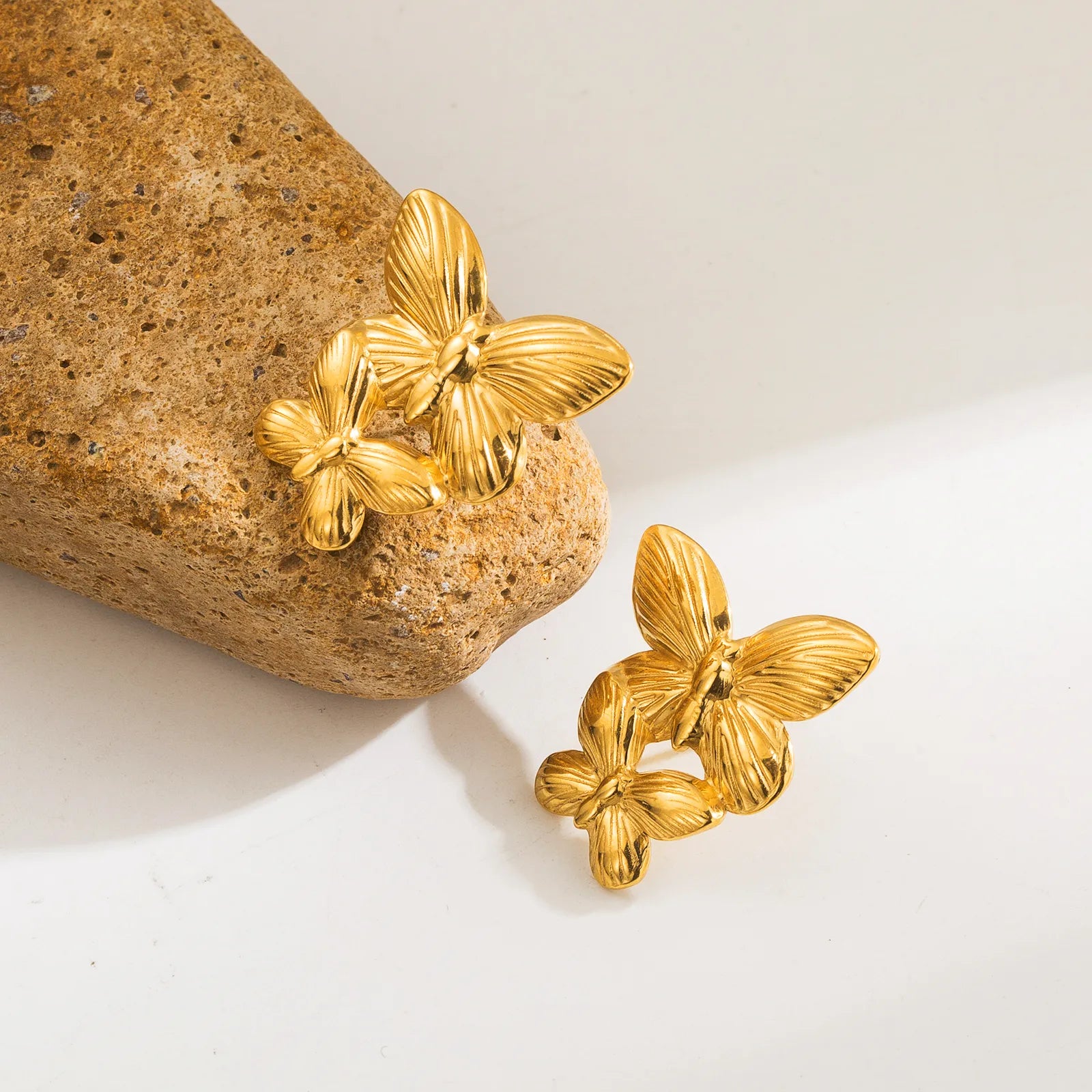 Gold Butterfly Studs