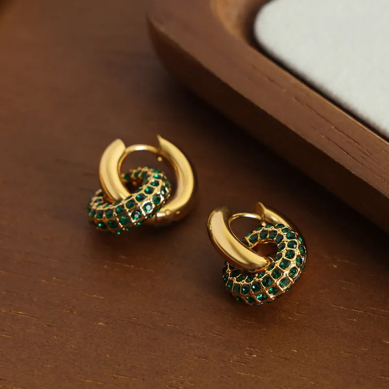 Green Gold Hoop Earrings