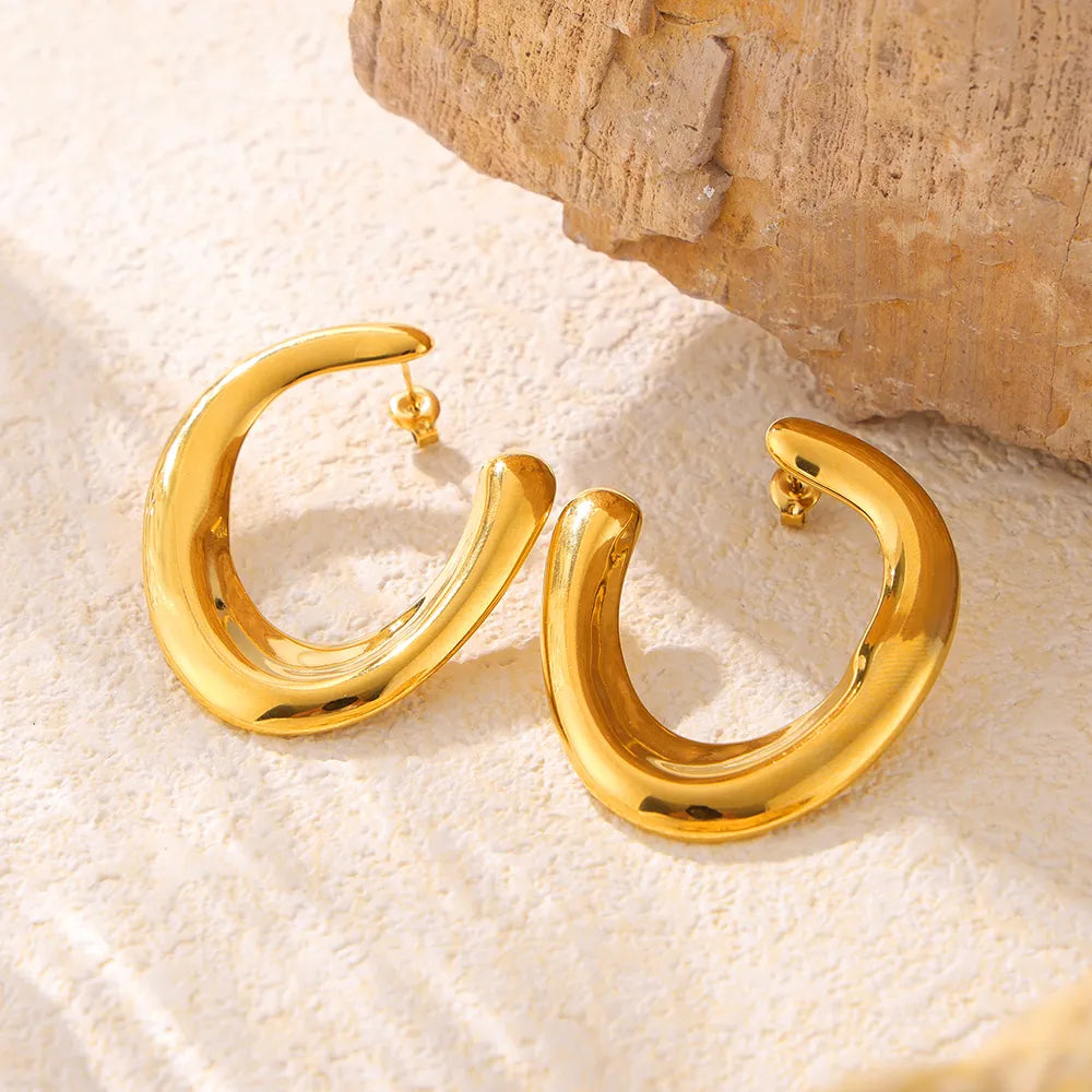 Gold U-Shaped Ear Studs