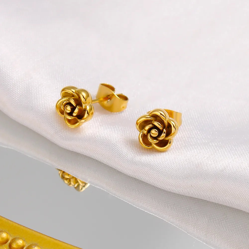 Gold Rose Studs