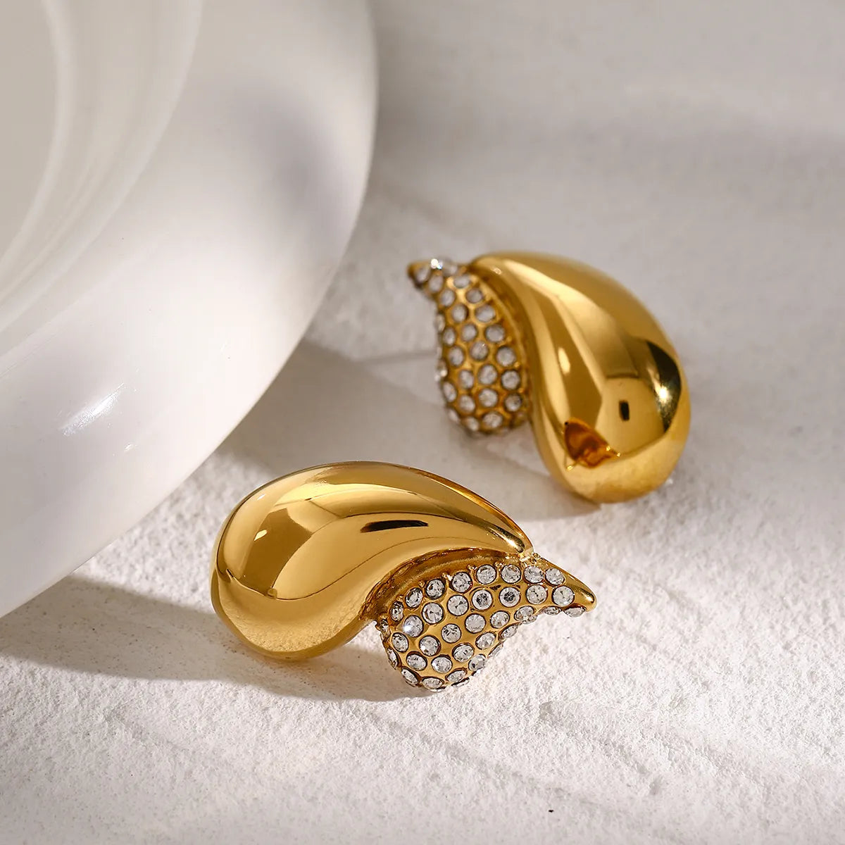 Rhinestone Water Droplet Studs