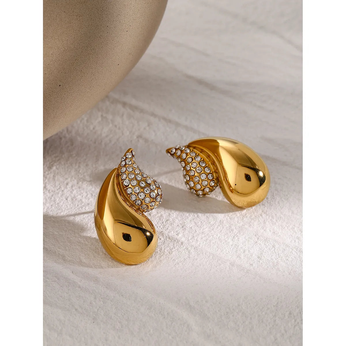 Rhinestone Water Droplet Studs