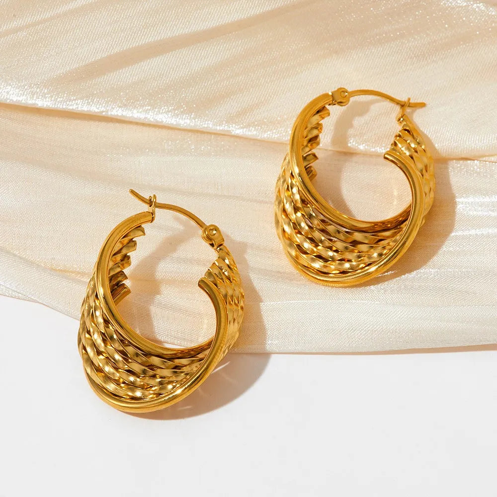 Gold Geometric Mesh Hoops