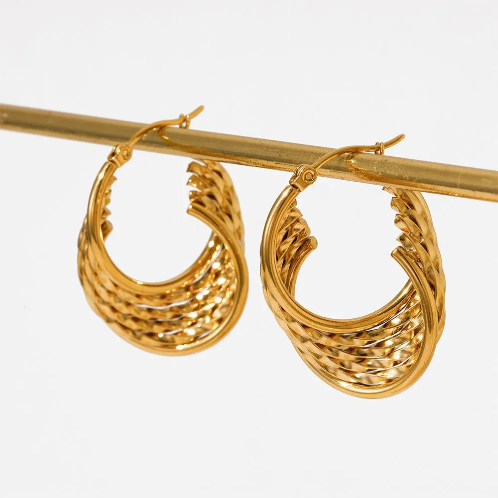 Gold Geometric Mesh Hoops