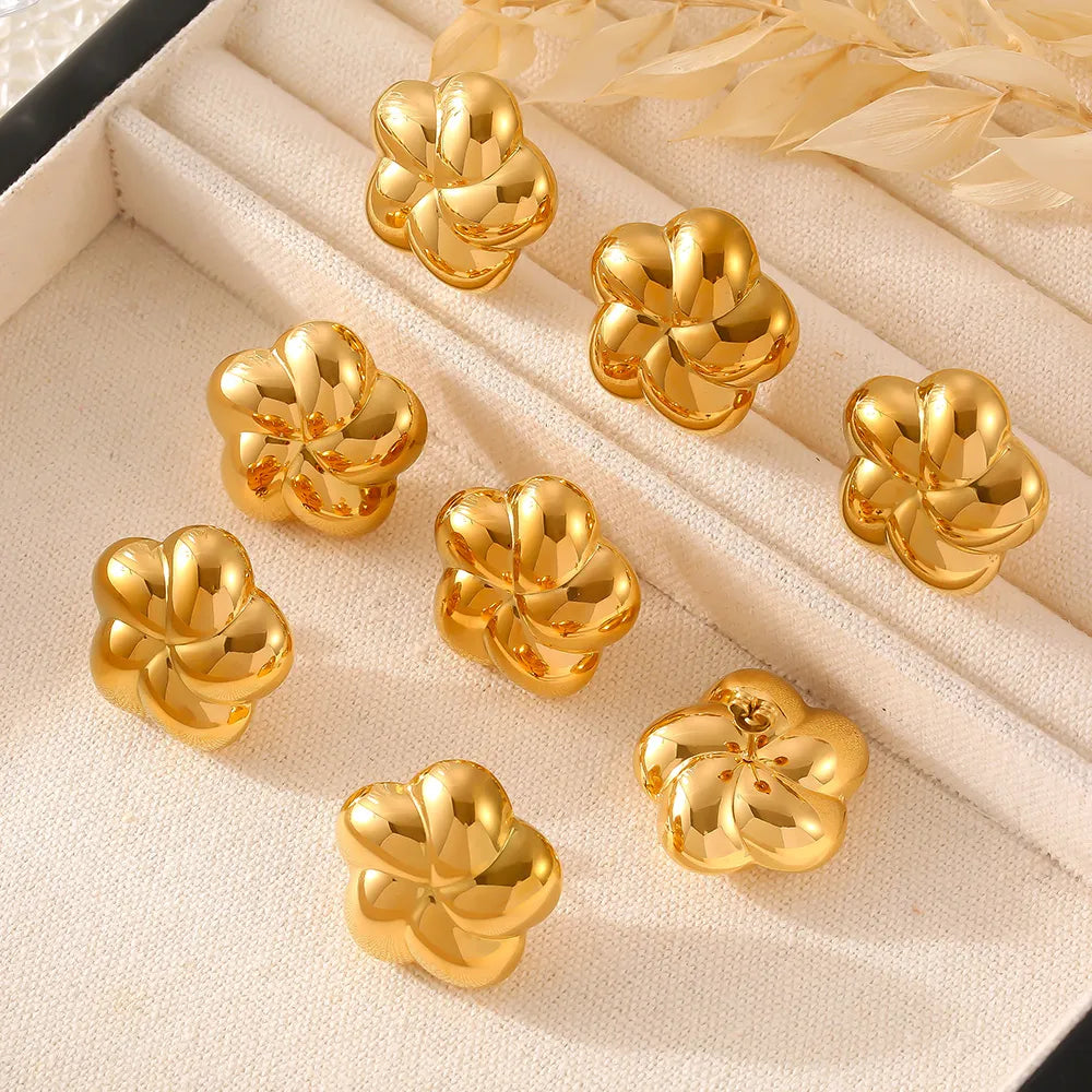 Solid Gold Flower Earrings