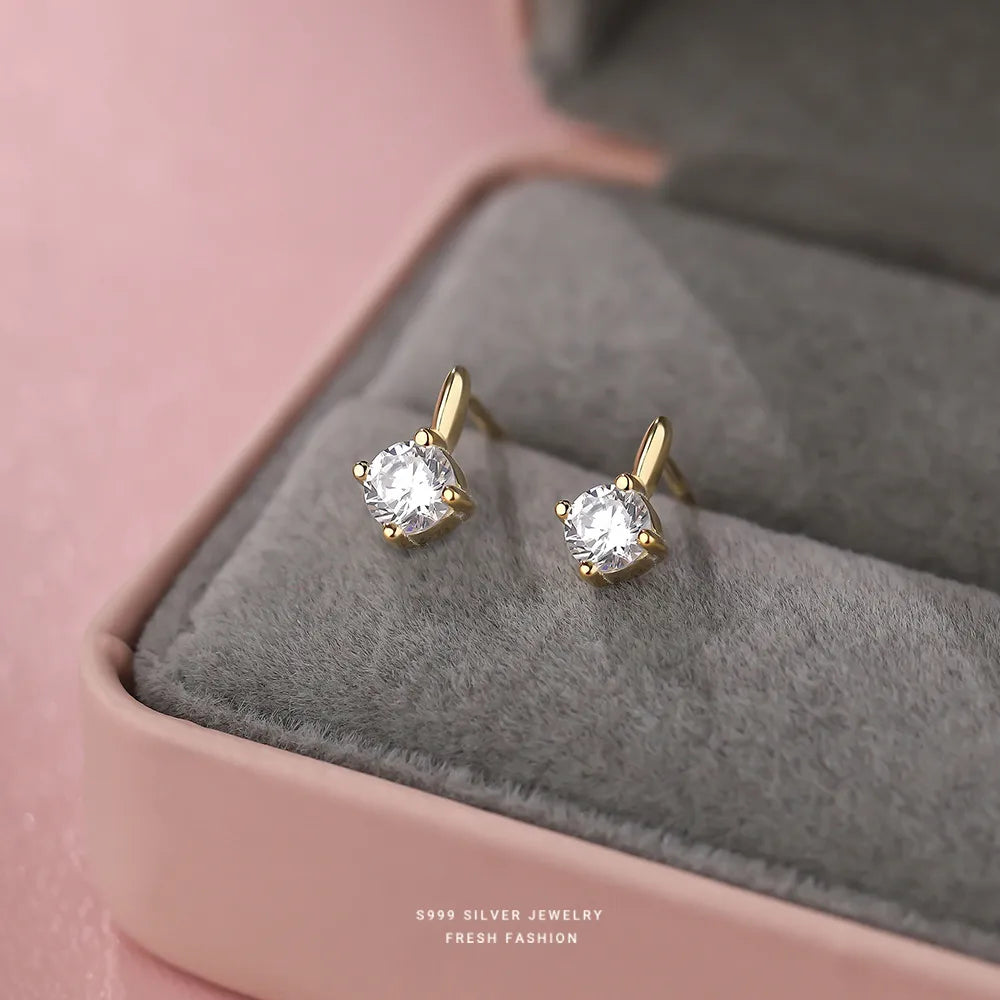 Round Zircon Ear Studs