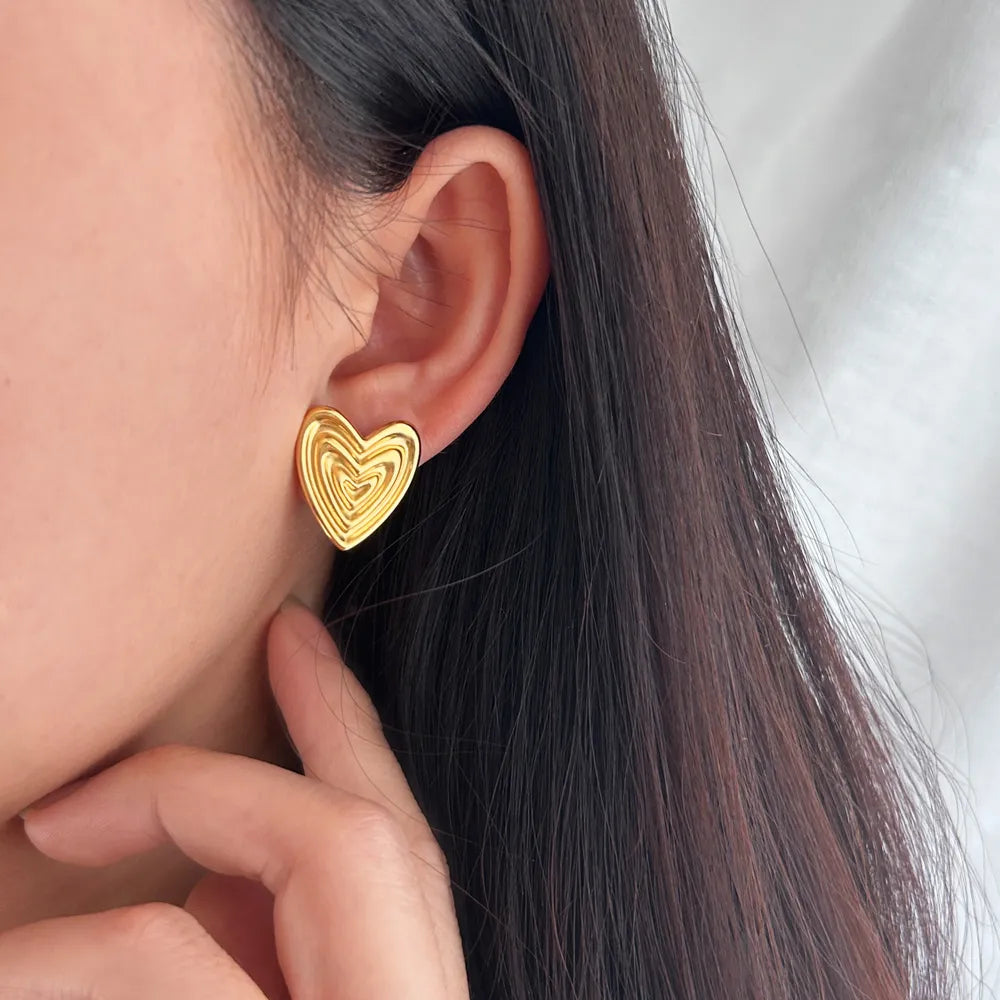 Gold Heart Ear Studs