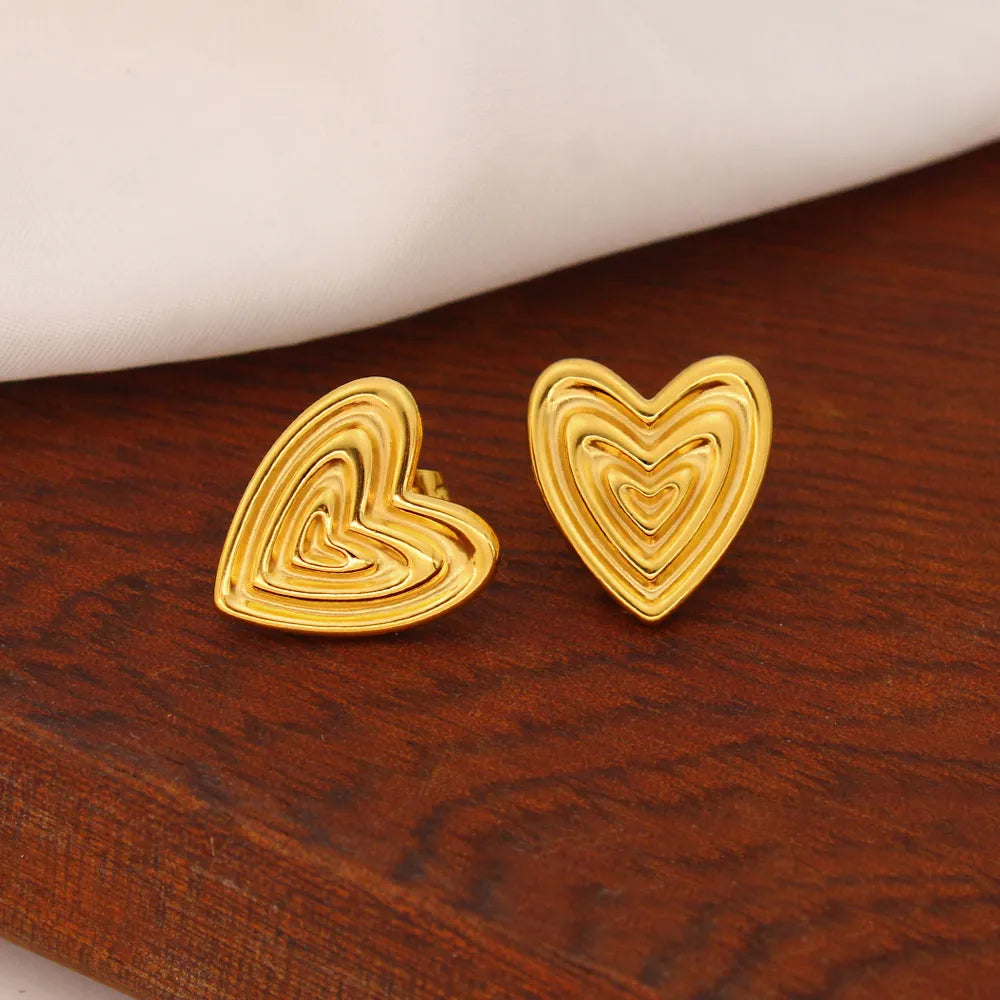 Gold Heart Ear Studs