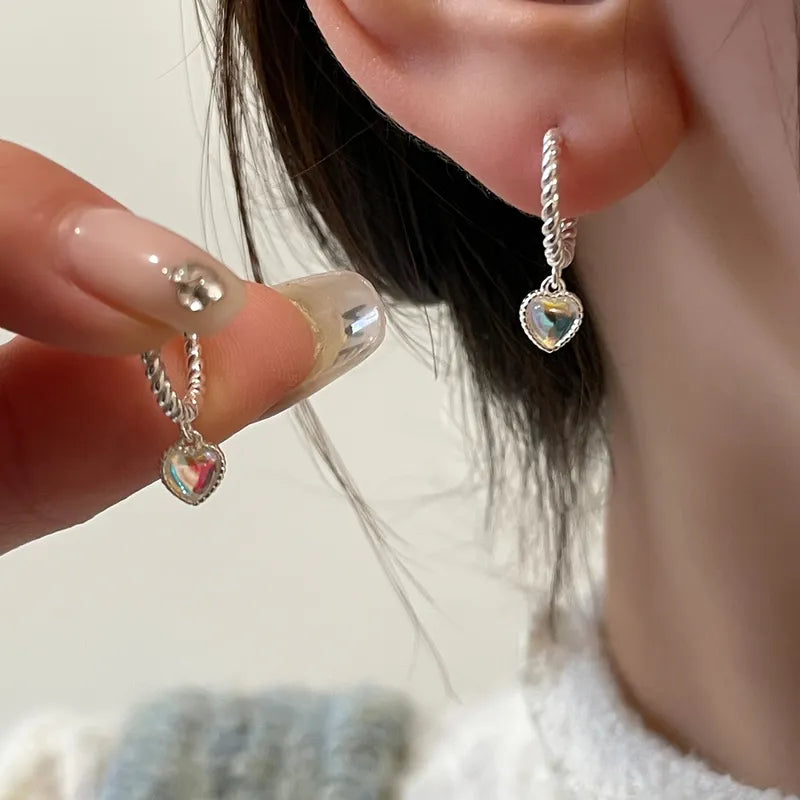 Heart Moonstone Earrings