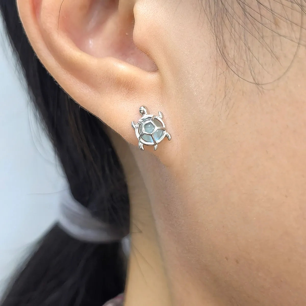 Silver Turtle Ear Studs