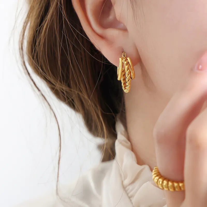 gold tri-layer hoops