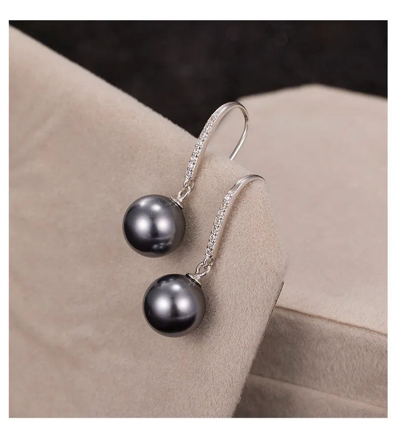 Grey Pearl Silver Earrings