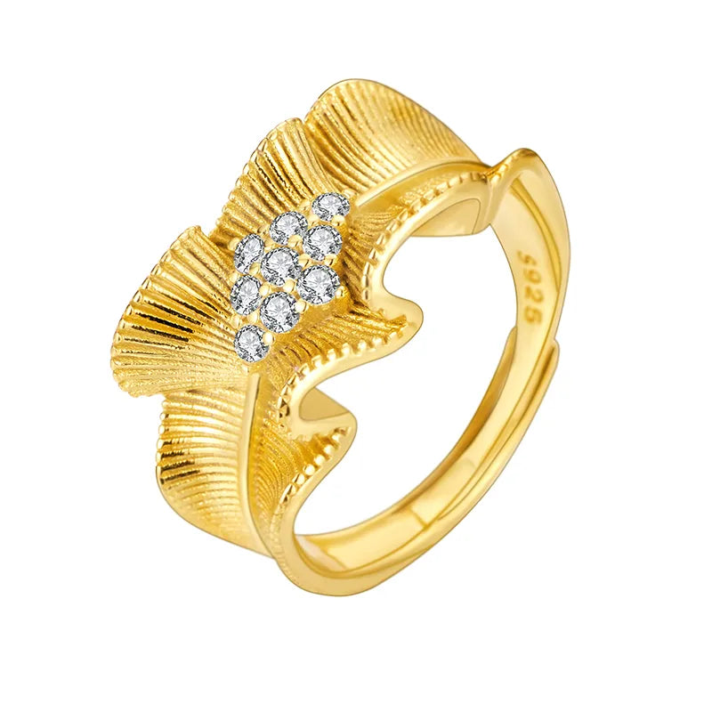 Gold Irregular Zircon Ring