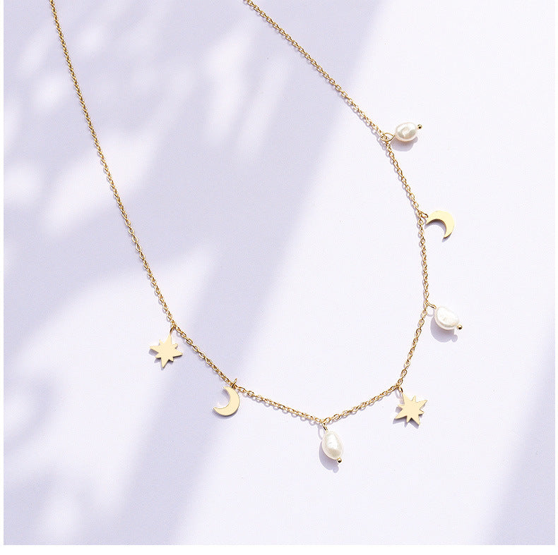 Pearl Moon Star Neckpiece