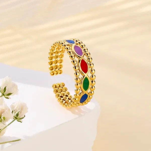 Gold Multicolour Band Ring