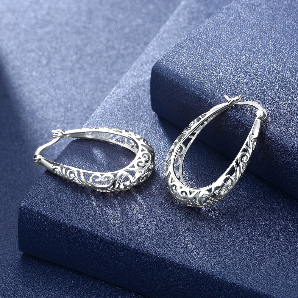 Silver Geometric Hoops