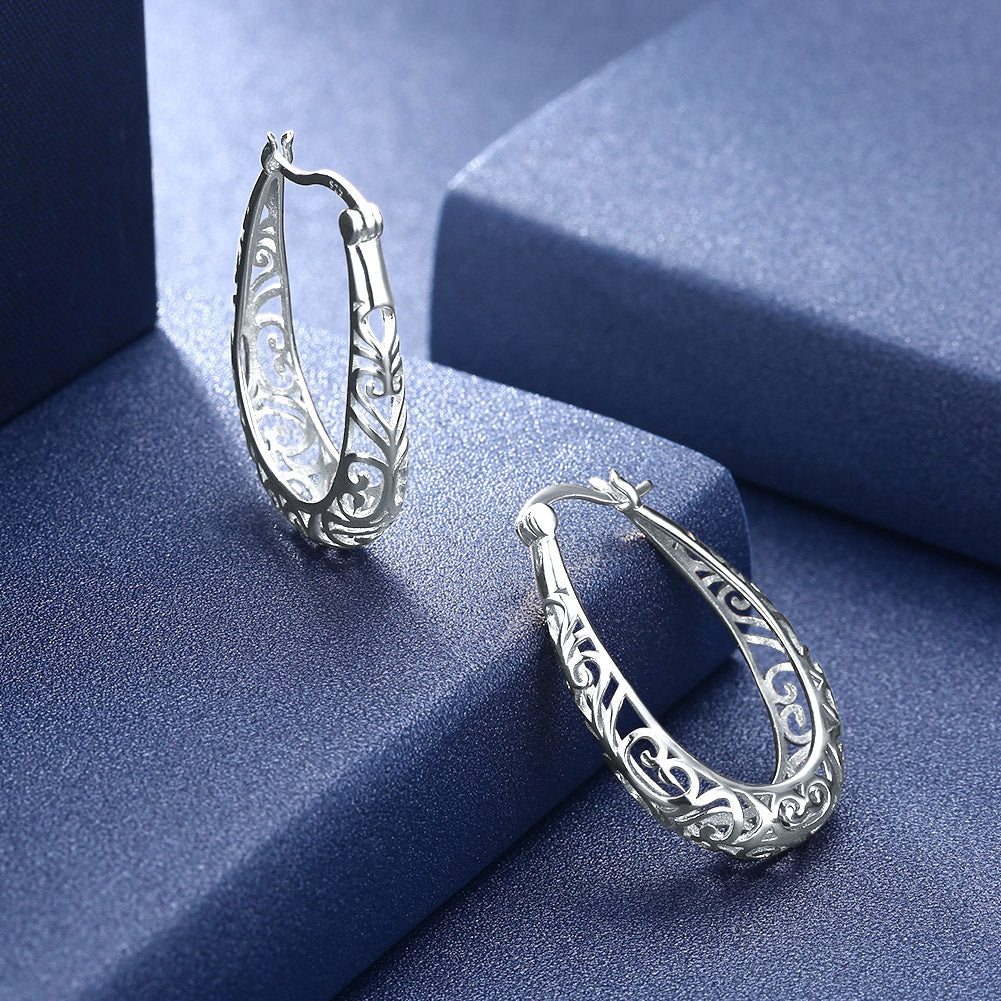 Silver Geometric Hoops