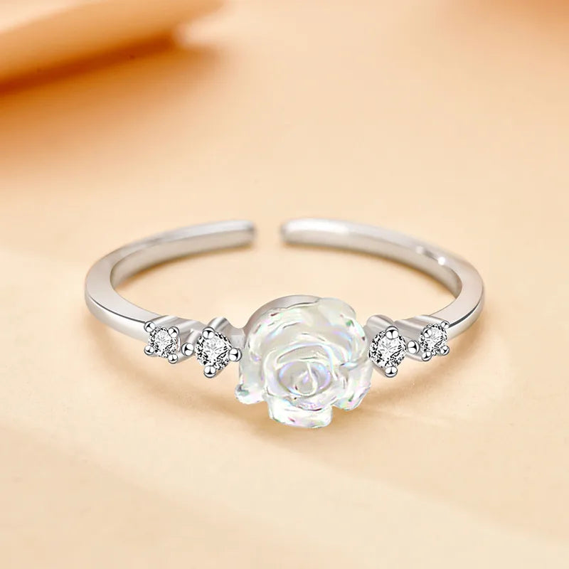 Silver Tea Rose Ring