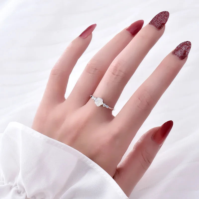 Silver Tea Rose Ring