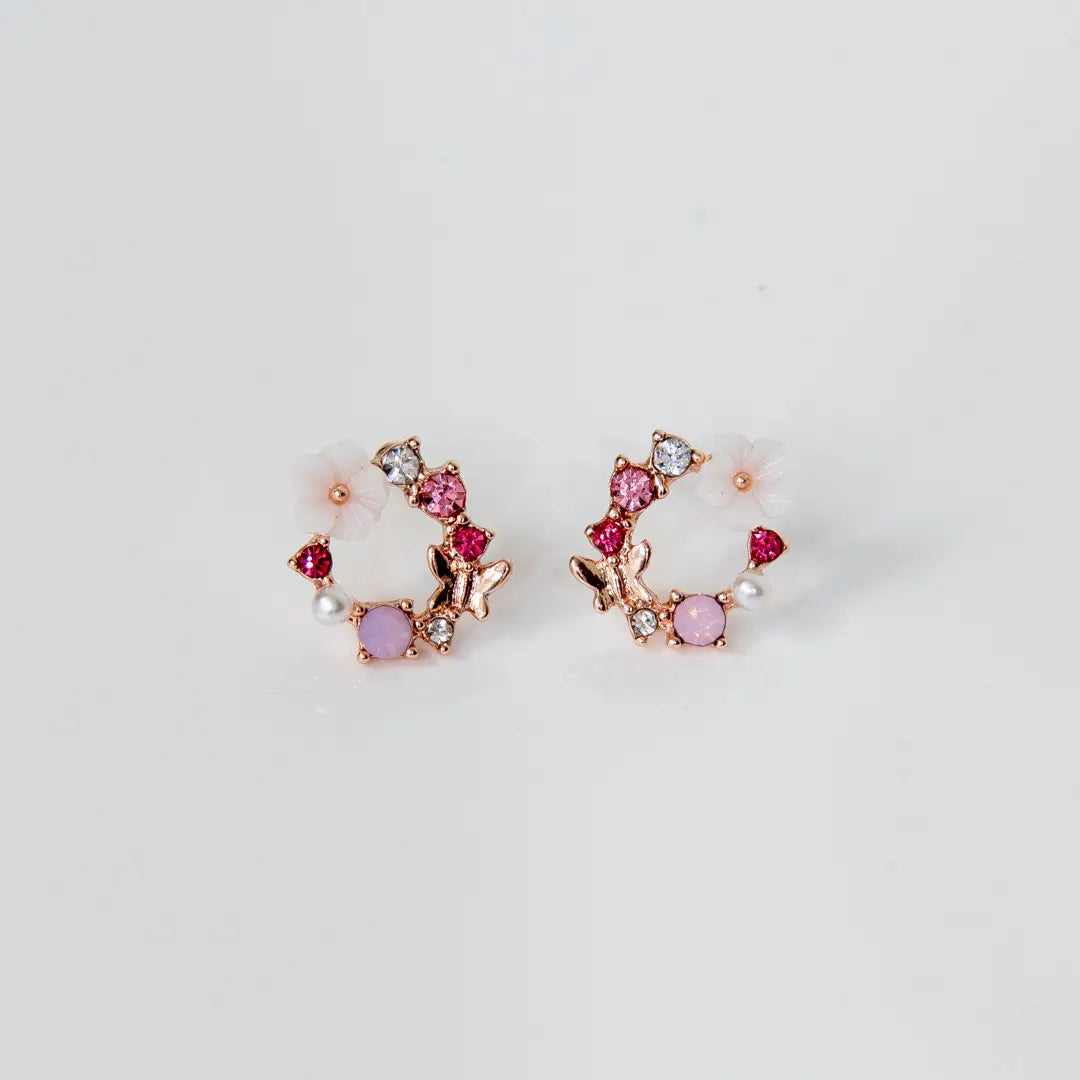 Korean Flower Rose Gold Earrings