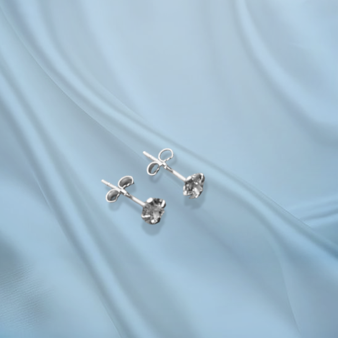 Men’s White Square Silver Studs