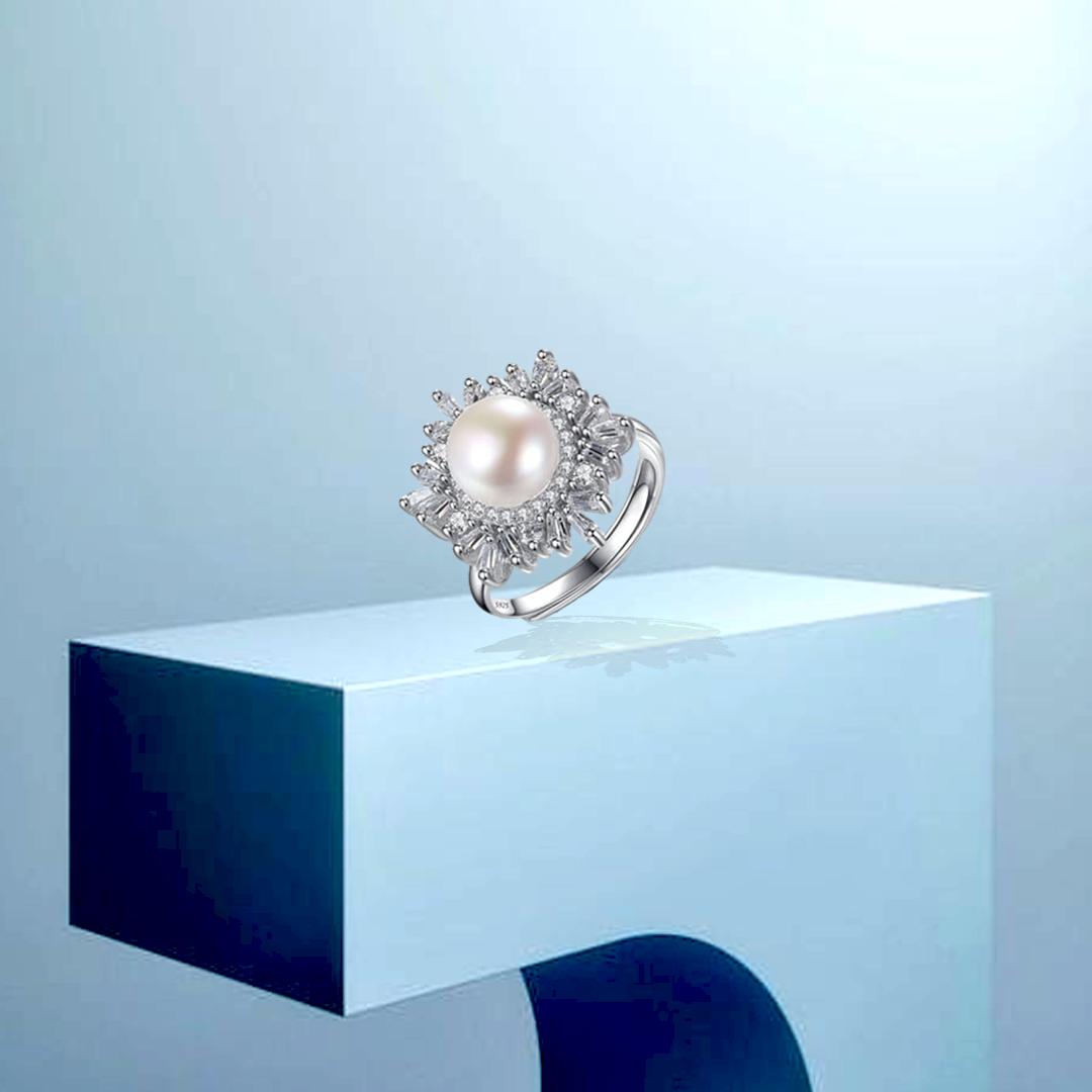 Pearl Snowflake Adjustable Ring