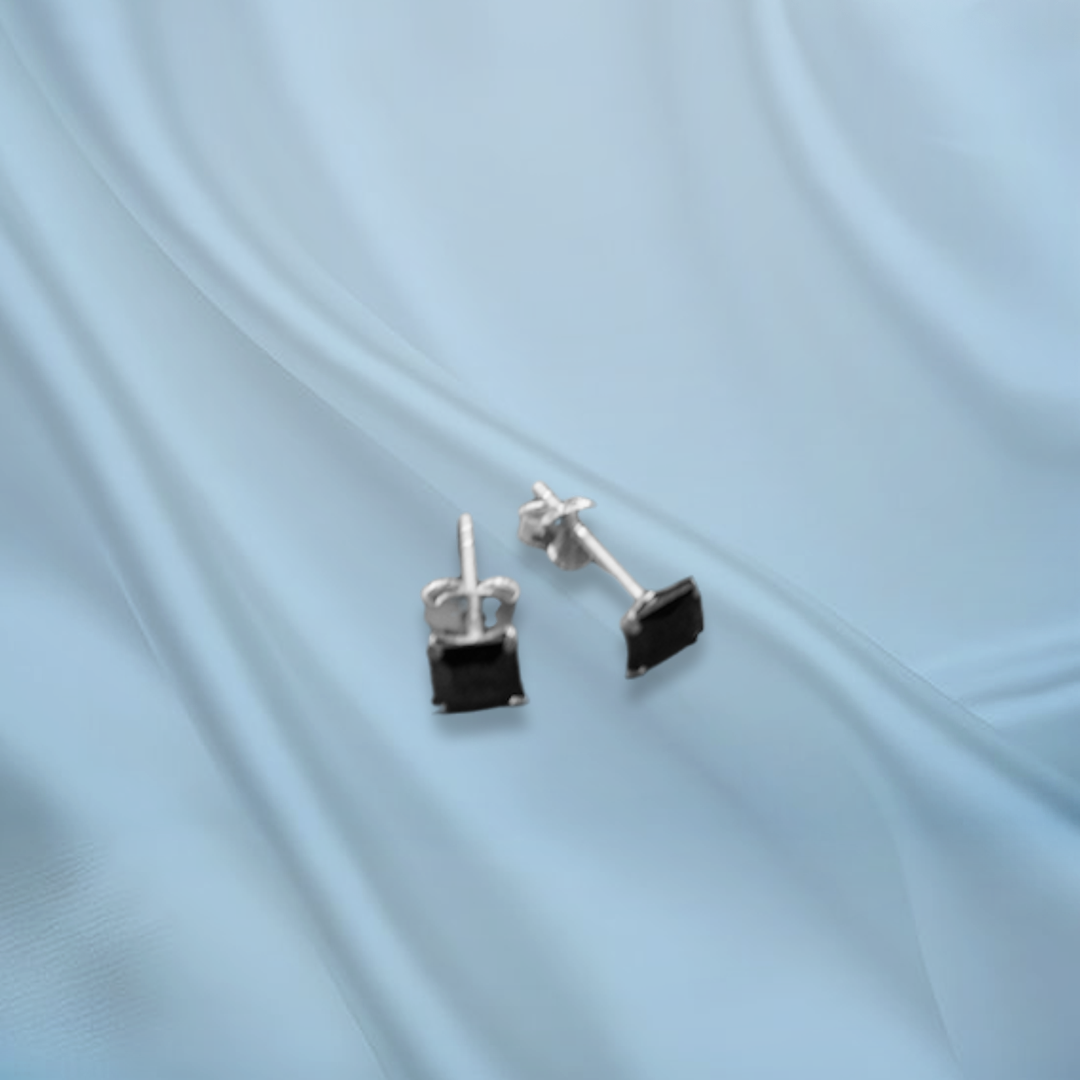 Men’s Black Square Silver Studs