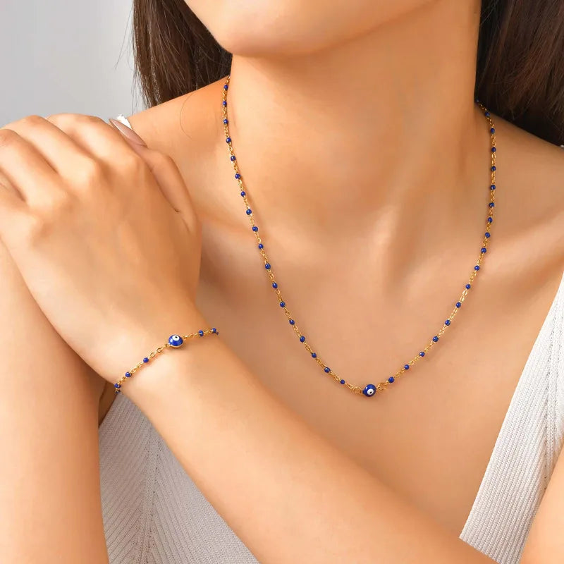 Evil eye bracelet & neckchain set
