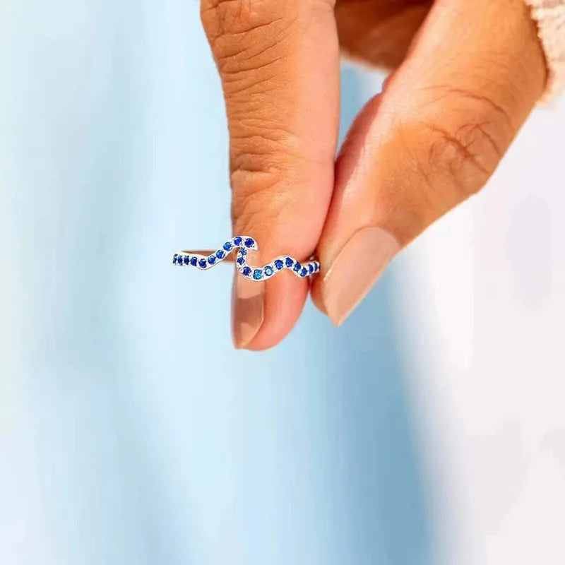 Blue Waves Adjustable Ring