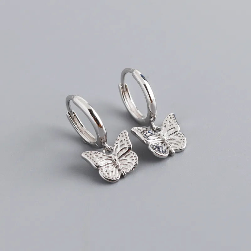 Silver Butterfly Ear Hoops