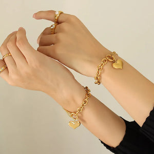 Gold Heart Chain Bracelet