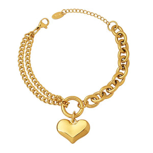 Gold Heart Chain Bracelet