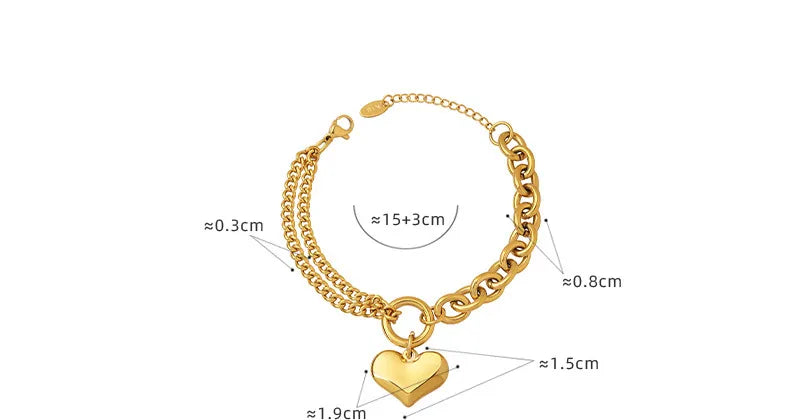 Gold Heart Chain Bracelet