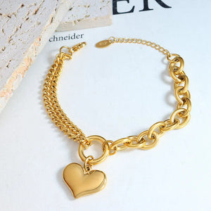 Gold Heart Chain Bracelet