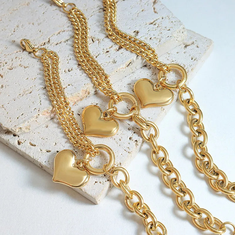 Gold Heart Chain Bracelet