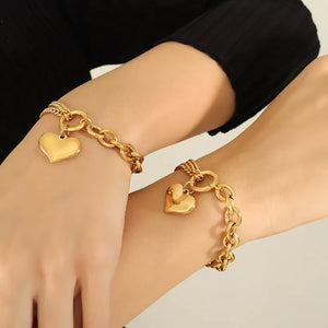 Gold Heart Chain Bracelet