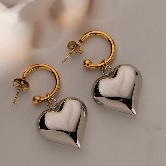 Two-Tone Heart Earrings