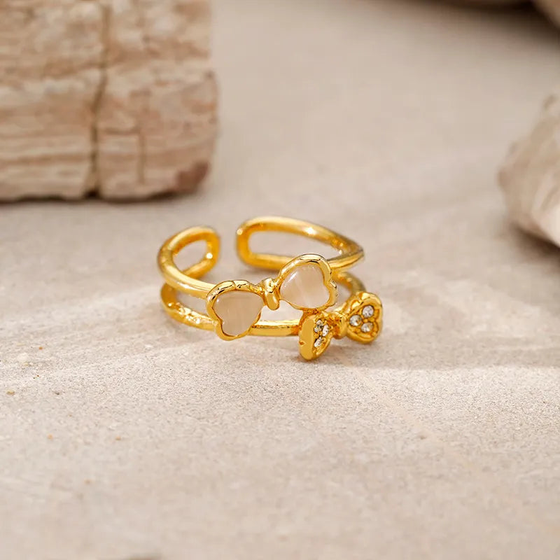 Gold Bow Duo Ring