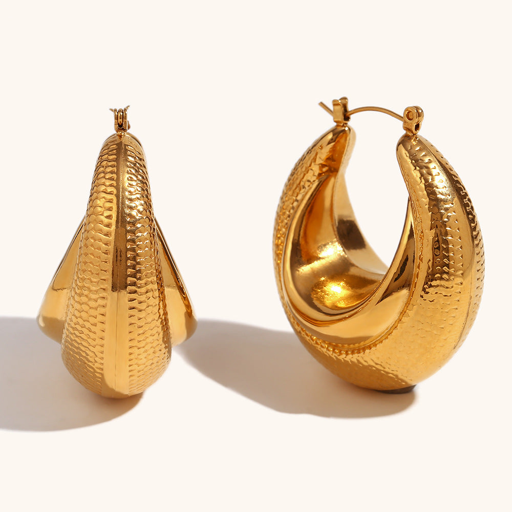 Gold U Shape Hollow Hoops