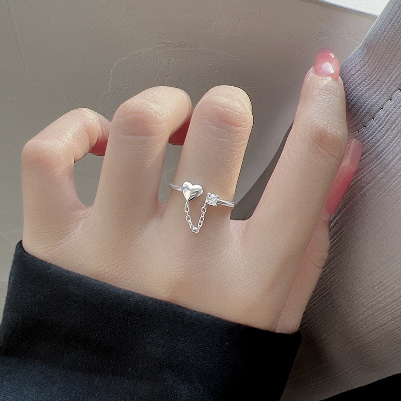 Heart Chain Adjustable Ring