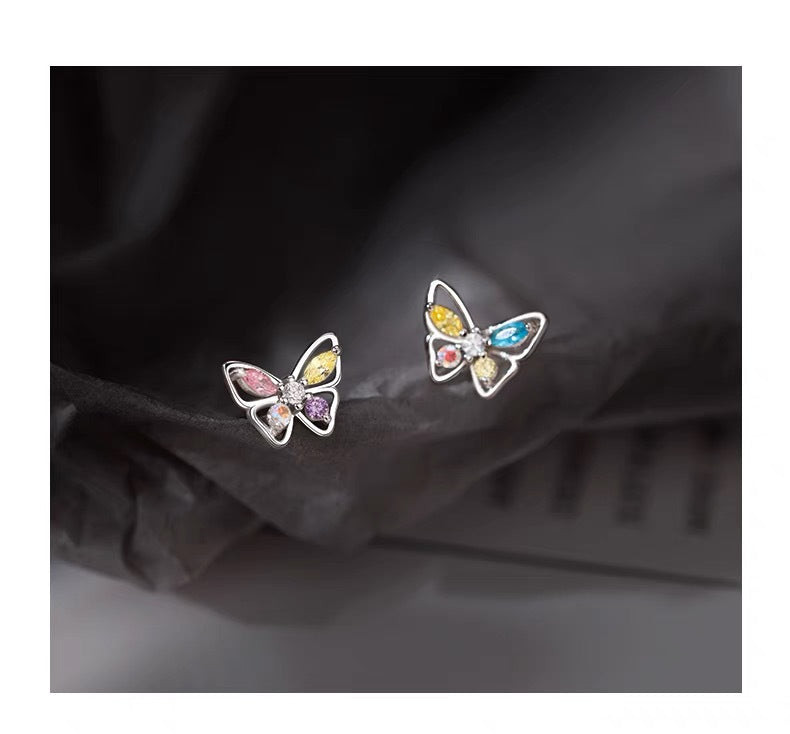 Multicolour Zircon Butterfly Studs