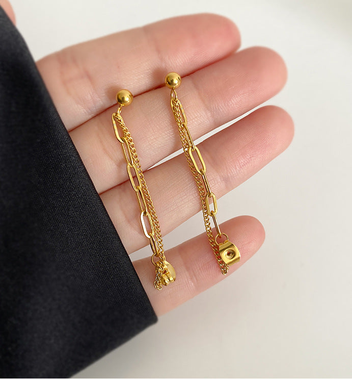 Gold Tassel Chain Earrings