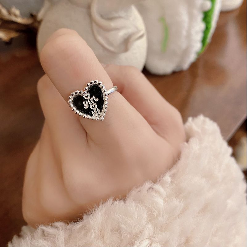 Hi Girl Heart Silver Ring