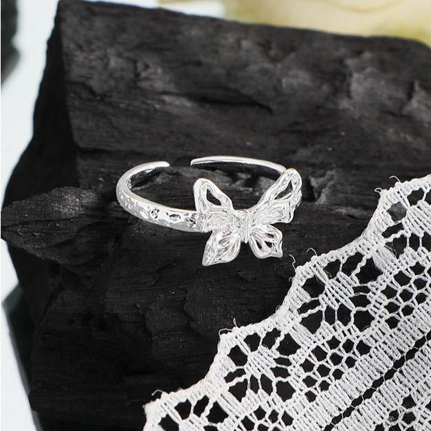 Silver Mesh Butterfly Ring