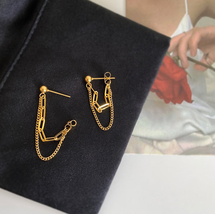 Gold Tassel Chain Earrings